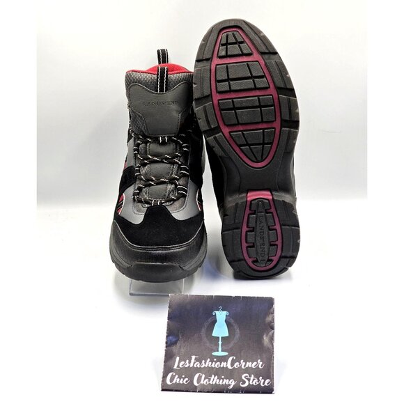 NWOB Lands End Men's Black & Red Fabric Suede Leather Hiking Boots Sz 11D 2704 - Picture 4 of 16